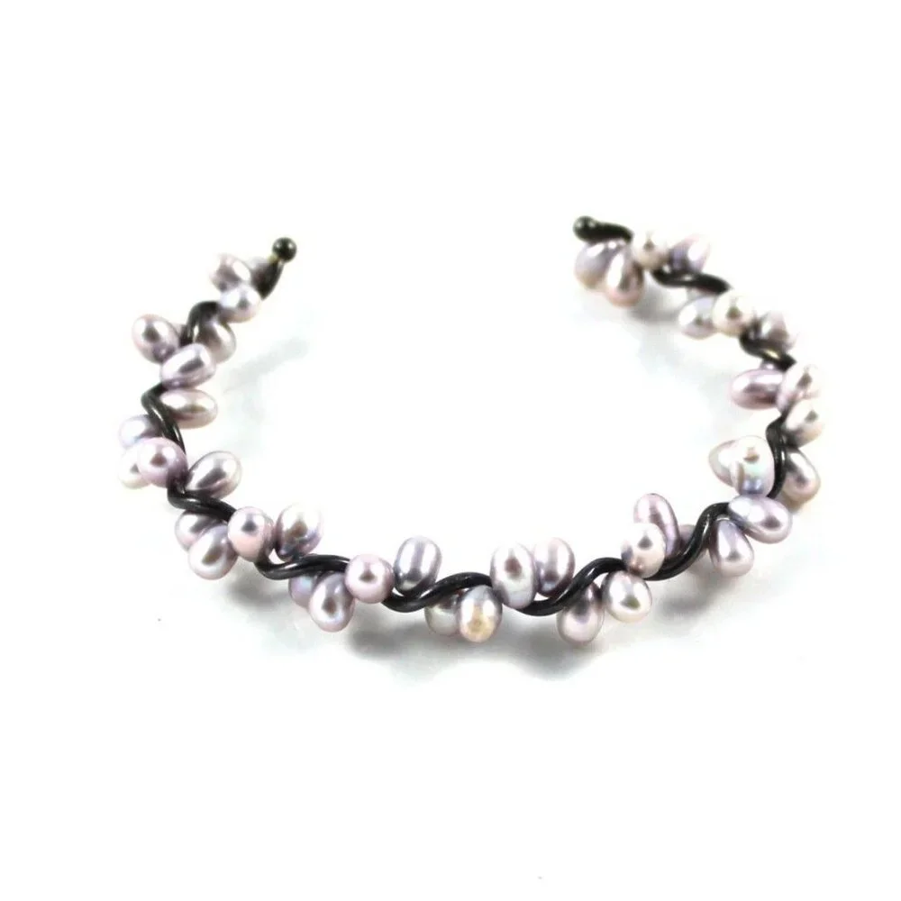 Elegant Freshwater Pearl Open Cuff Bracelet